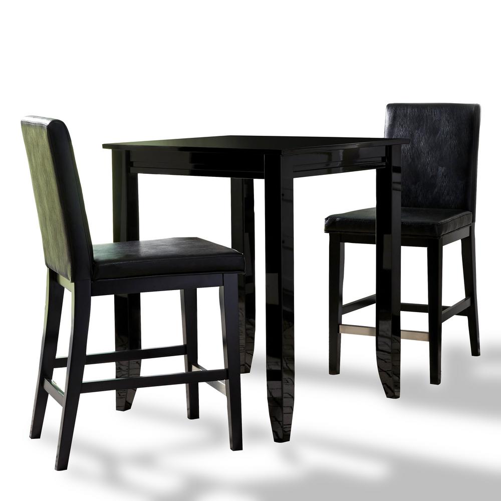 HOMESTYLES Linear Black 3 Piece High Dining Set 8002 359 The Home Depot