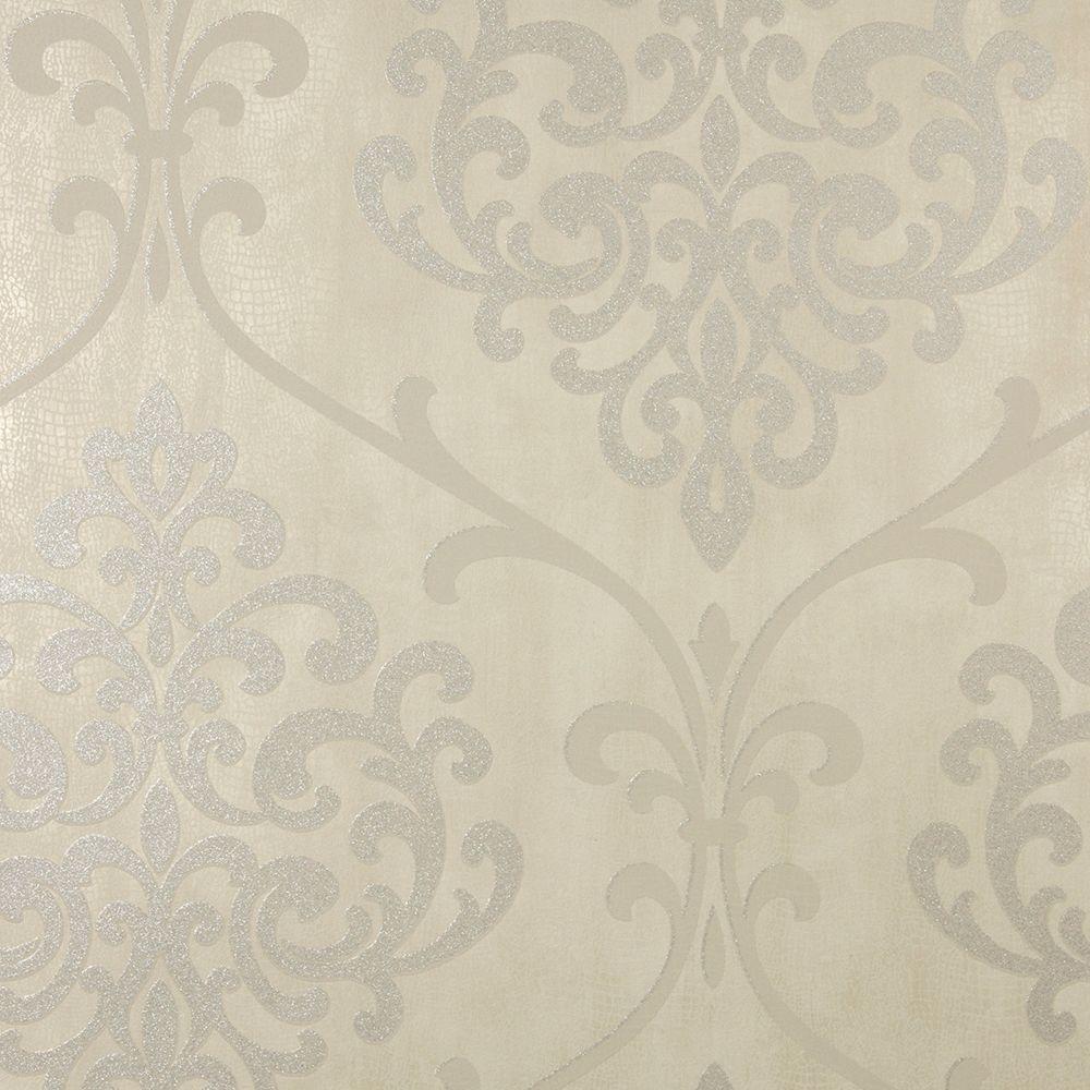 James Ambrosia Taupe Glitter Damask Wallpaper254220716 The