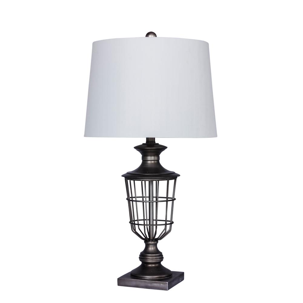 Fangio Lighting 28 In Antique Silver Open Metal Cage Urn Table Lamp