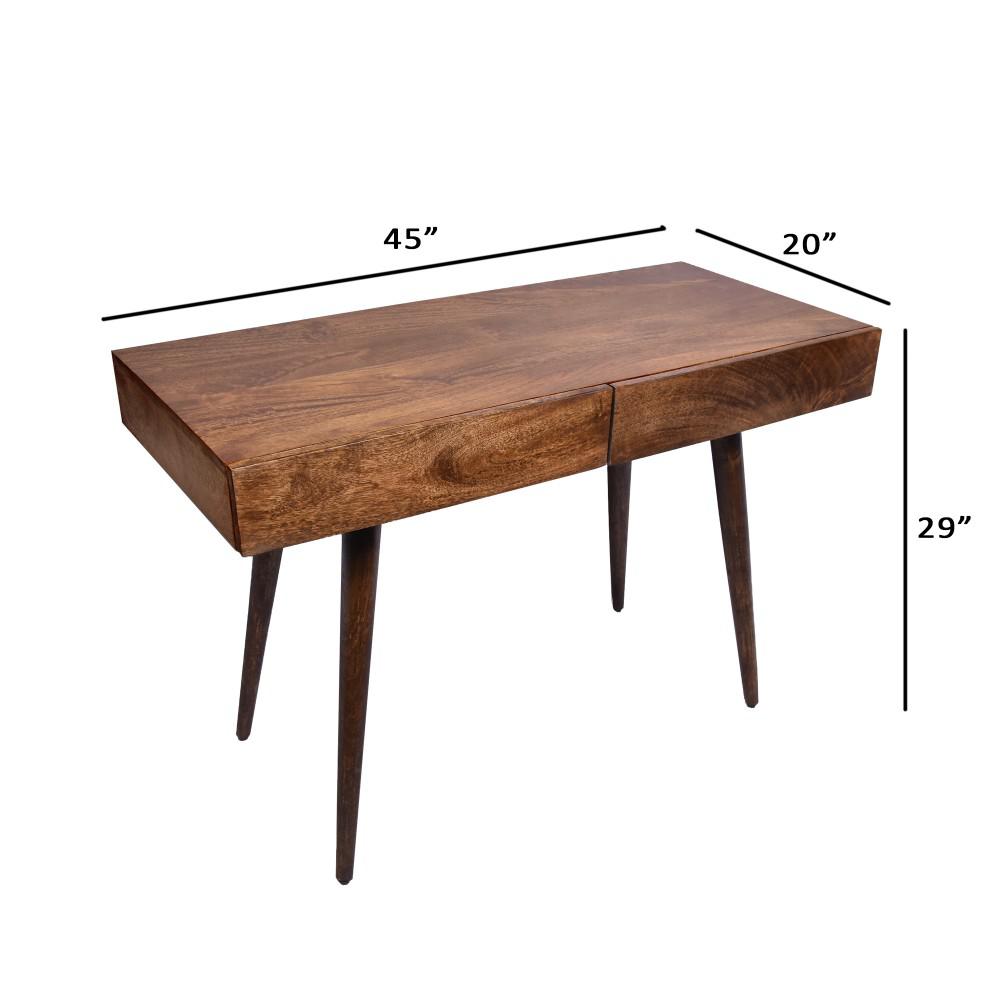 The Urban Port Brown Mango Wood Writing Desk With 2 Drawers And