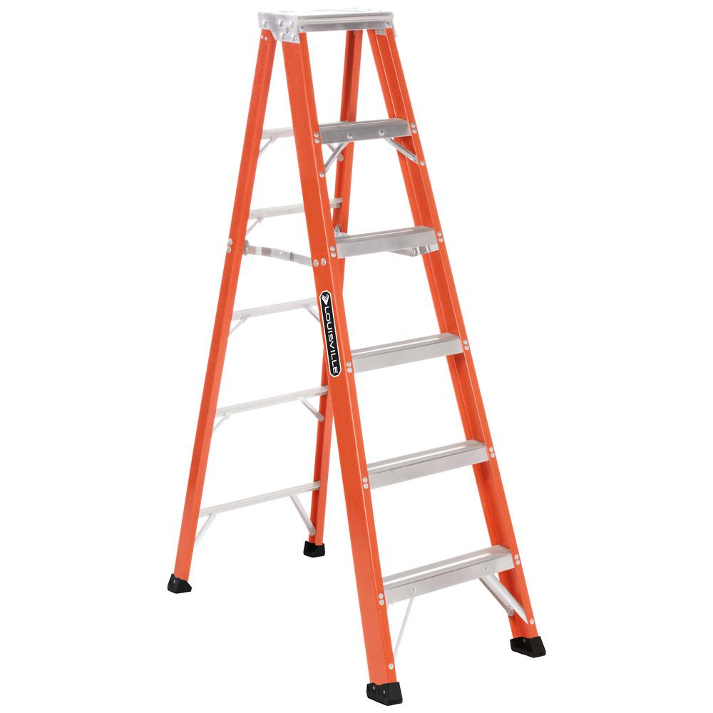 Louisville Ladder 6 ft. Fiberglass Step Ladder with 375 lb. Load ...