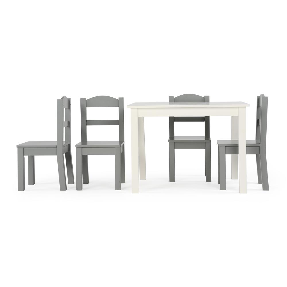 Tot Tutors Springfield 5 Piece White Grey Kids Table And