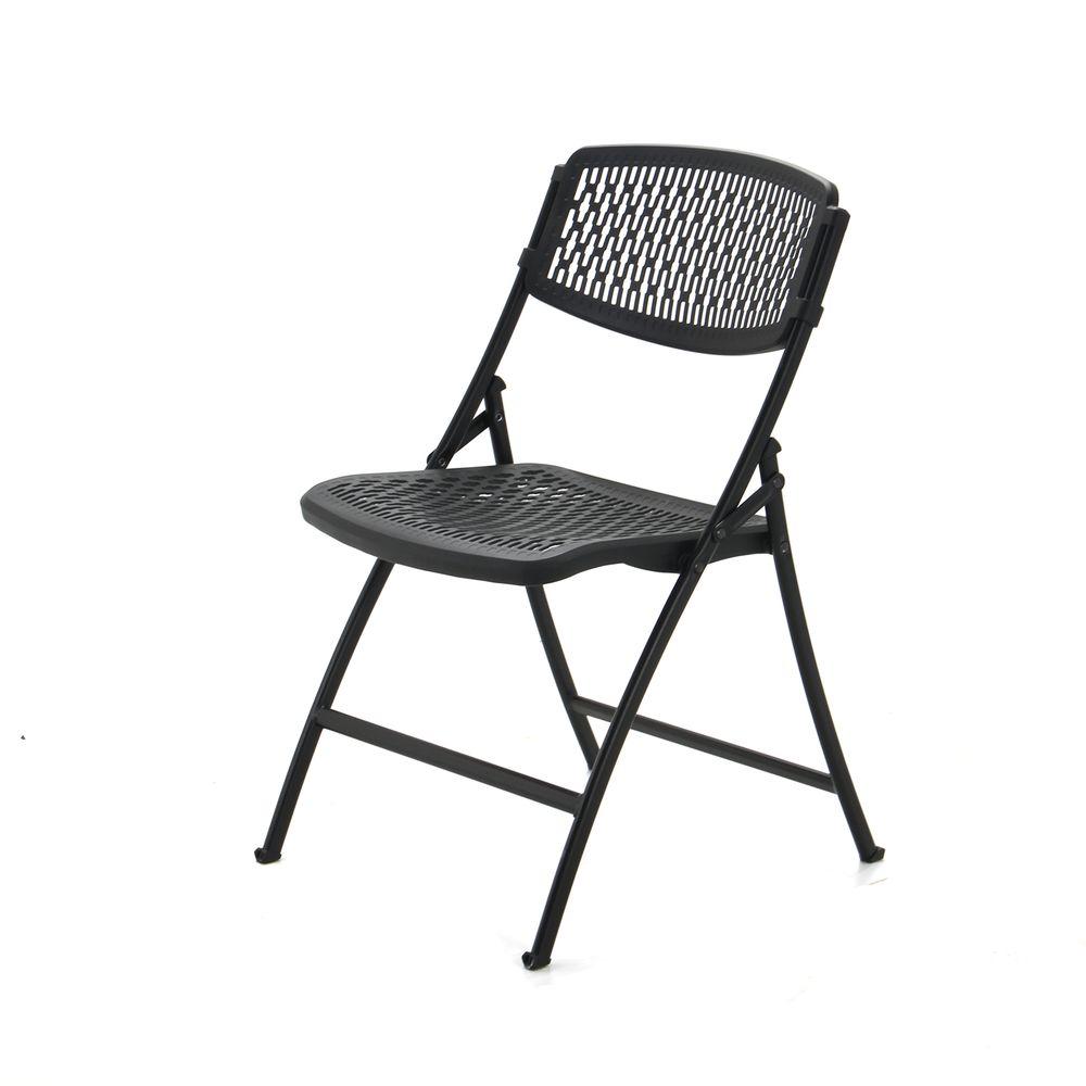 Black Plastic Seat Outdoor Safe Folding Chair Set Of 4