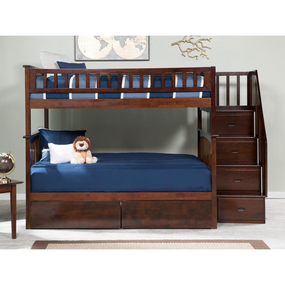 Atlantic Furniture Columbia Staircase Walnut Full Over Bunk Bed Atlantic Furniture Columbia Staircase Walnut Full Over Bunk Bed With 2 Urban Drawers Ab55844 The Home Depot