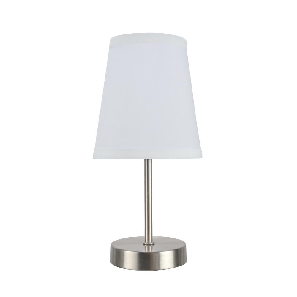 Aspen Creative Corporation 10 In Satin Nickel Candlestick Table Lamp With Hardback Empire Shade White