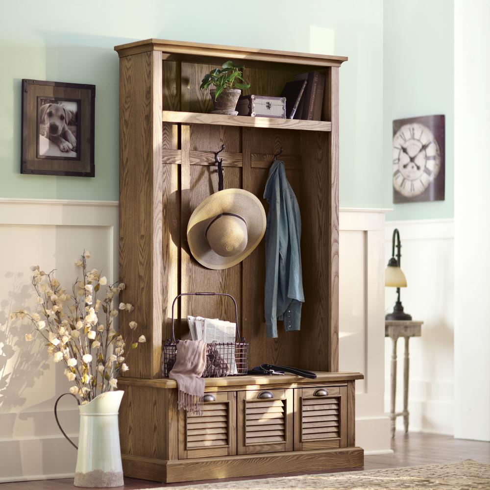Home Decorators Collection Shutter Weathered Oak 42 W Hall Tree