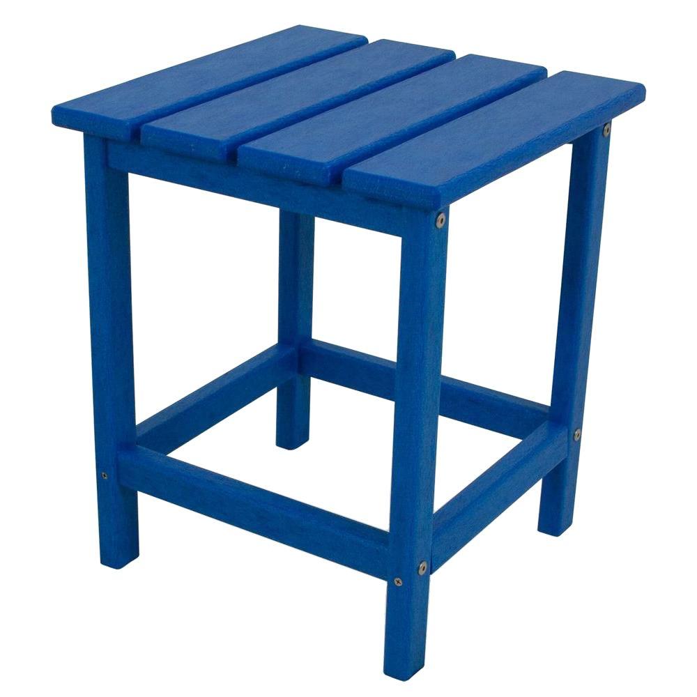 Plastic Outdoor Side Tables Patio The Home Depot Pacific Blue Patio Side Table
