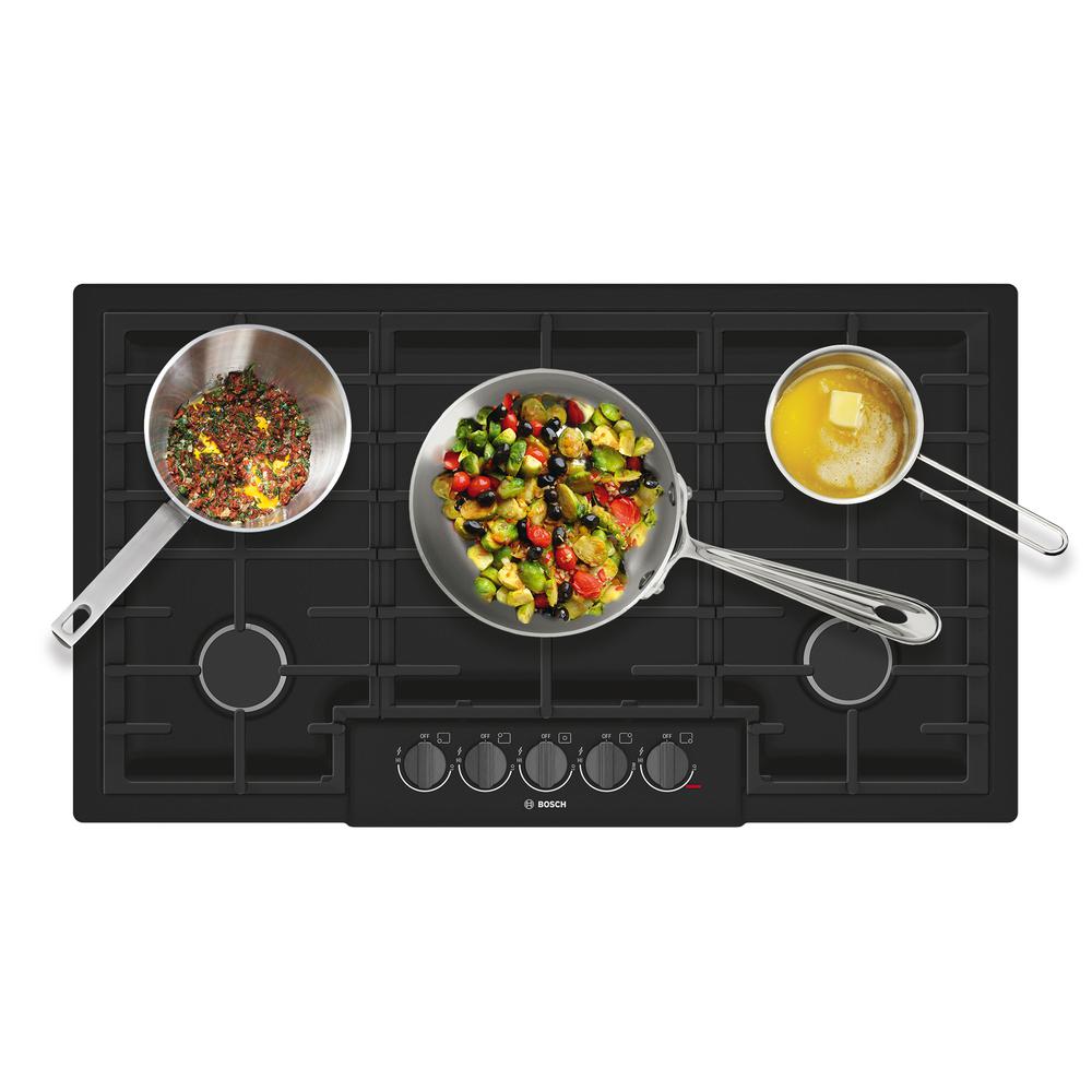 Bosch 800 Series 36 In Gas Cooktop In Black Stainless Steel With