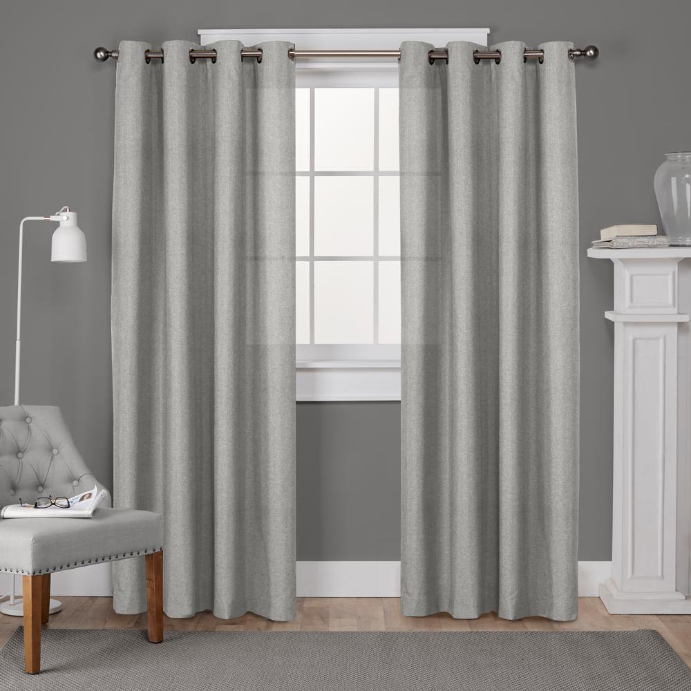 Velvet Soft Grey Heavyweight Grommet Top Window Curtain-EH8196-02 2 ...