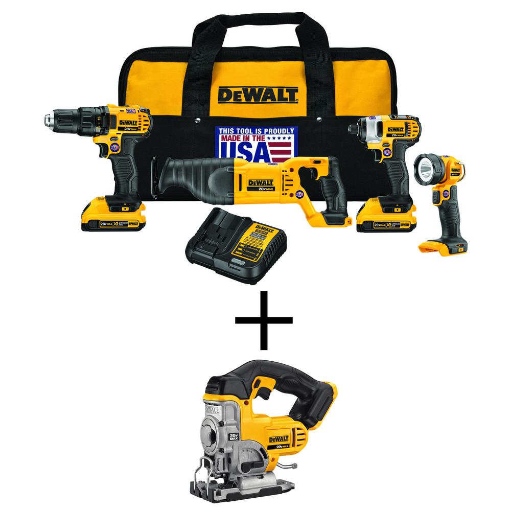 DEWALT 20-Volt MAX Lithium-Ion Cordless Combo Kit (4-Tool) with Bonus ...