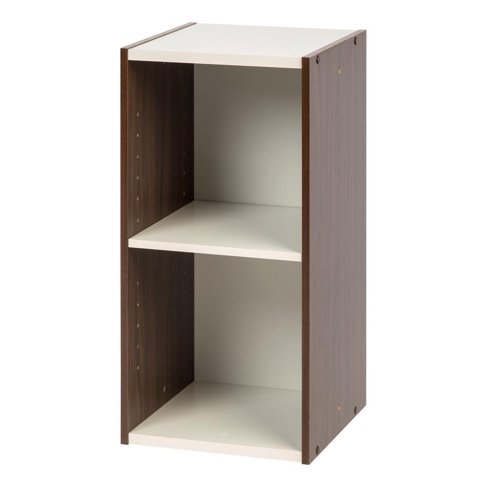 Iris 23 62 In Walnut Brown White Faux Wood 2 Shelf Standard