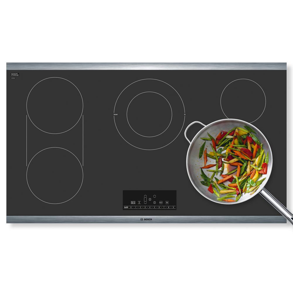 Bosch 800 Series 36 In Radiant Electric Cooktop In Black With