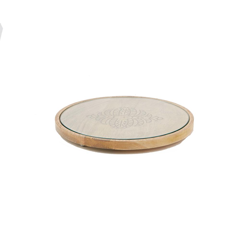 Mind Reader Brown Bamboo Serving Tray Round Cheese Platter