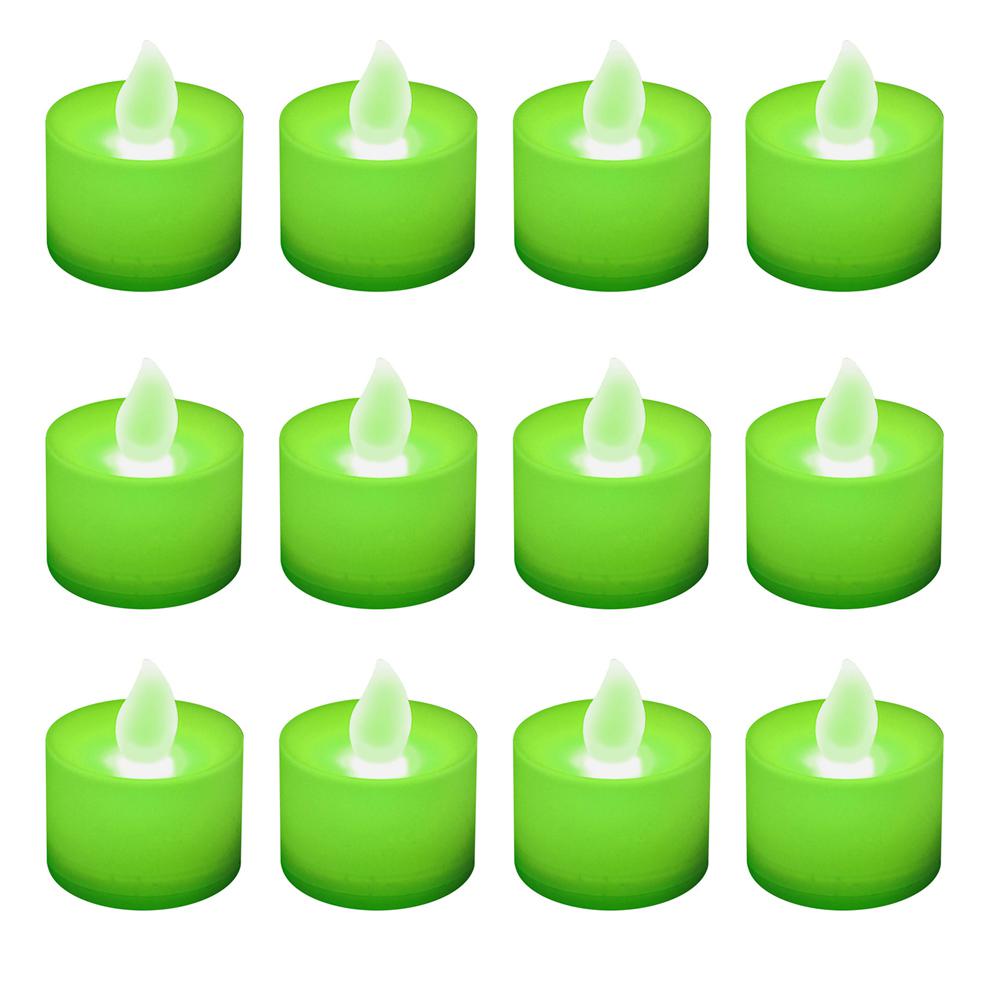 Lumabase Green Led Tealights Box Of 12 80712 The Home Depot Green Led Tealights Box Of 12