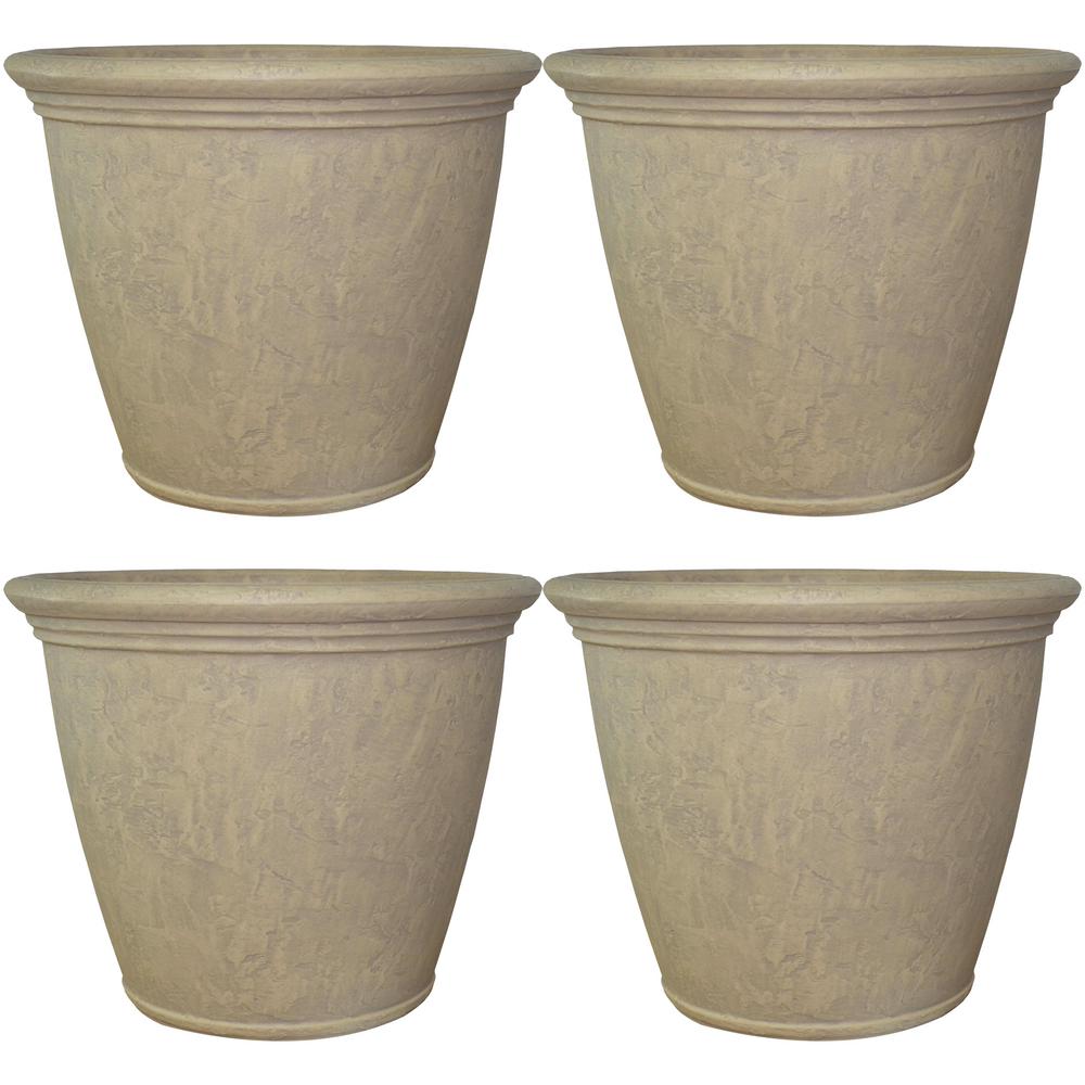 Sunnydaze Decor Anjelica 24 in. Grey Poly Outdoor Flower Pot Planter (4Pack)DG964 The Home
