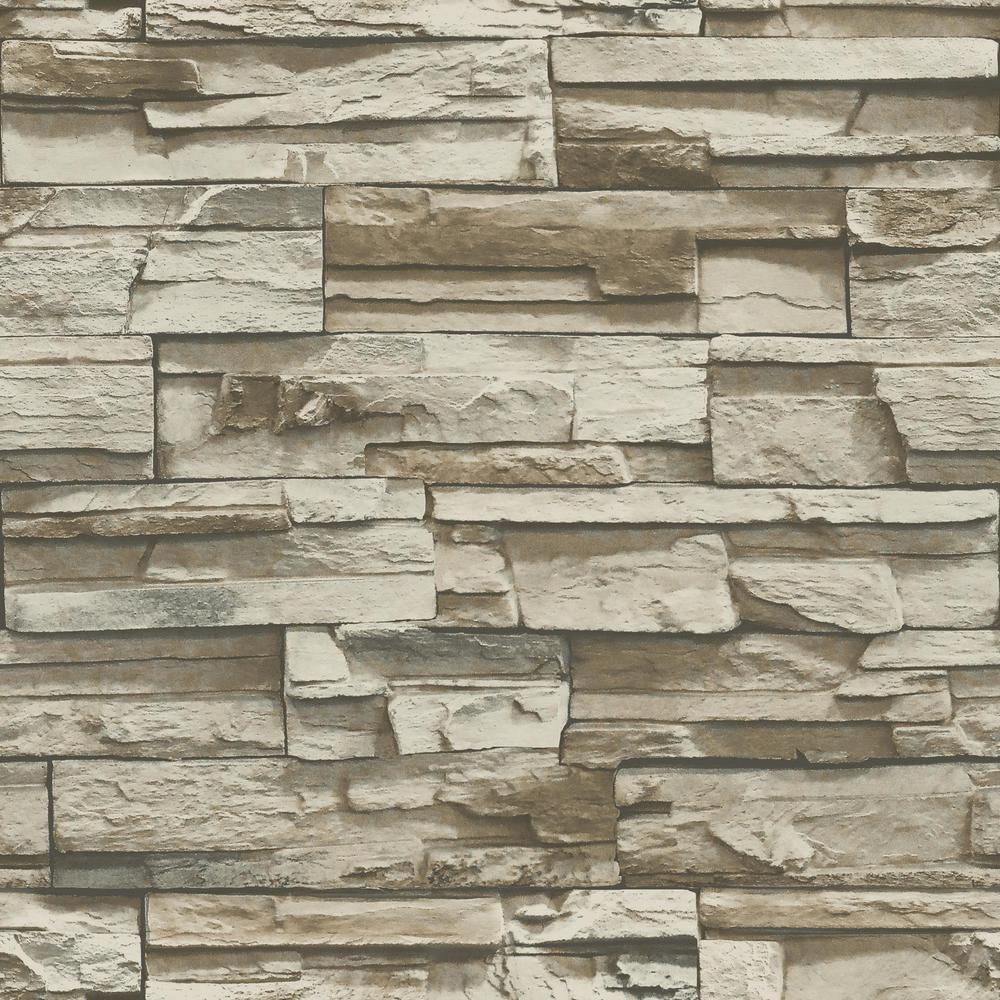 stone wallpaper vinyl laminated grey peel sticky 10ft x 42/" stacked brick