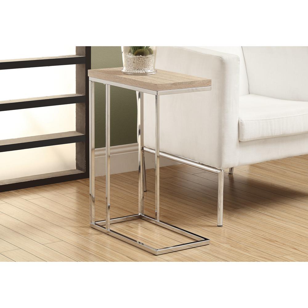 Unbranded Beige Accent Table with Chrome Metal-HD3203 ...