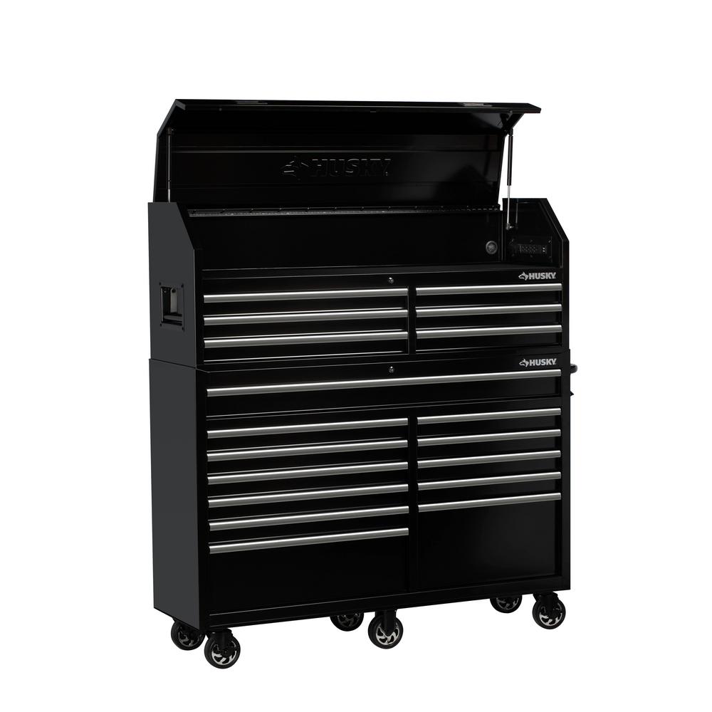 Husky 61 in. W x 18 in. D 18-Drawer Tool Chest and Cabinet Combo in