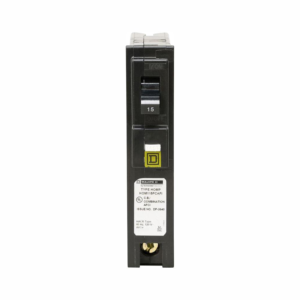 Square D Homeline 15 Amp 1 Pole Single pole Circuit Breaker Electrical Black