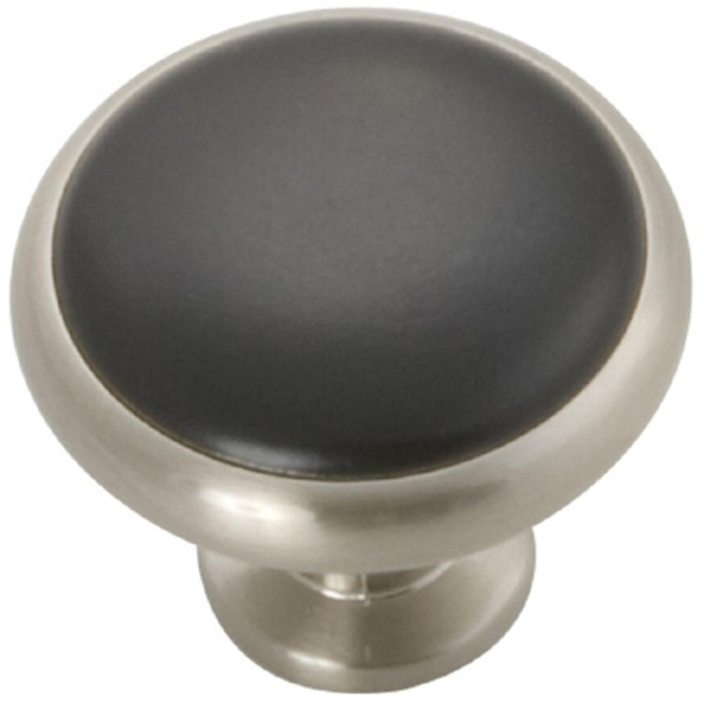 Hickory Hardware Tranquility 13/8 in. Satin Nickel/Black Knob