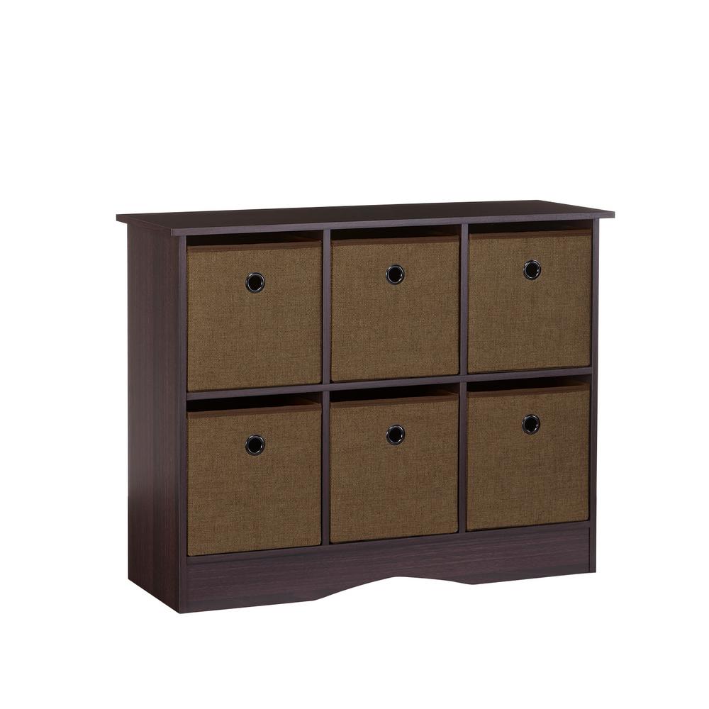 Riverridge Home 6 Cubby Storage Cabinet With Bins In Espresso Brown 6 Cubby Storage Cabinet With Bins In Espresso Brown
