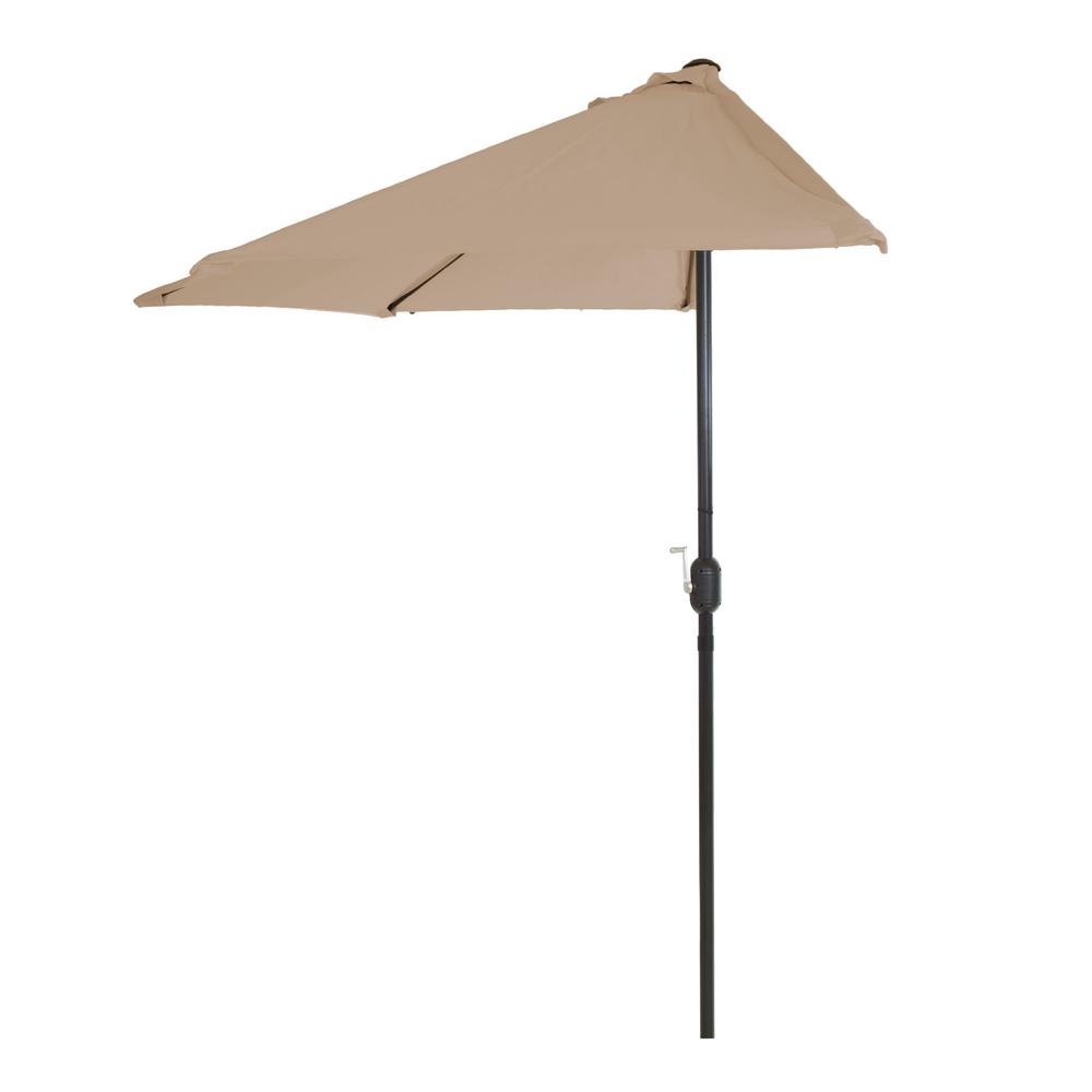 Pure Garden 9 Ft Half Round Patio Market Umbrella In Sand Hw1500076 The Home Depot