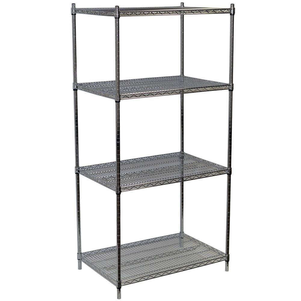 Storage Concepts 86 in. H x 36 in. W x 18 in. D 4Shelf Steel Wire Shelving Unit in ChromeWCS4