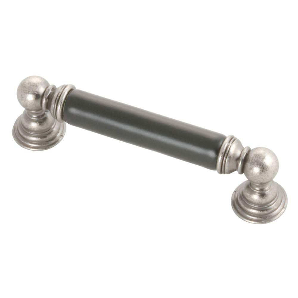 Hickory Hardware Gaslight 3 3 4 In Center To Center Black Nickel Vibed With Black Cabinet Pull P3413 Bnvb The Home Depot