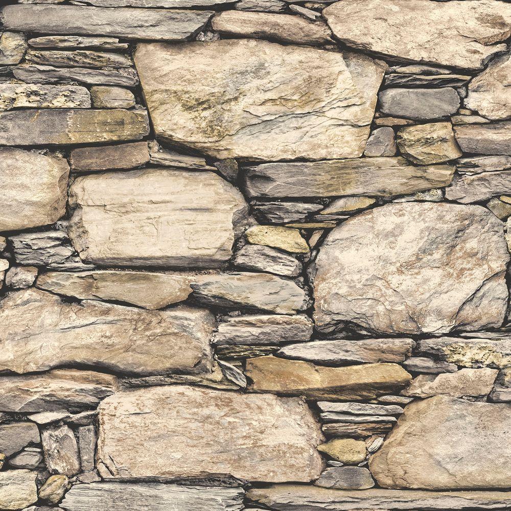 NuWallpaper Hadrian Stone Wall Peel and Stick Wallpaper Sample