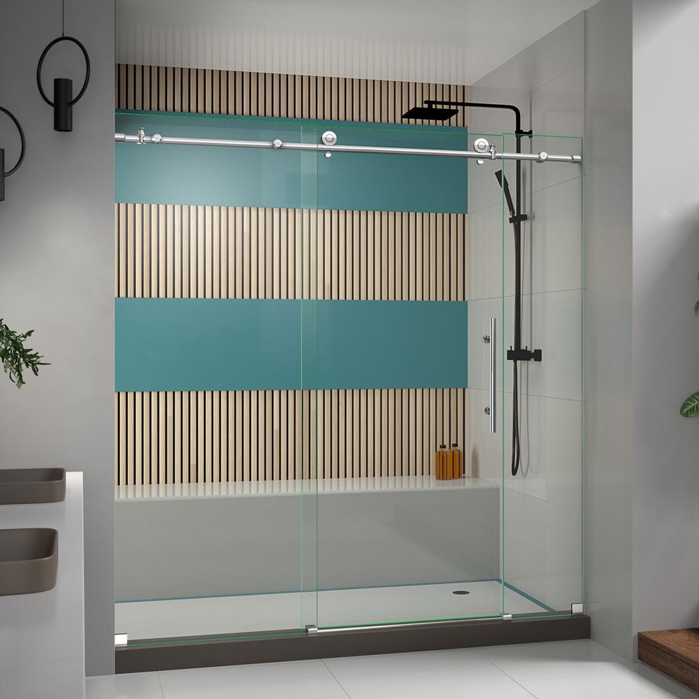 DreamLine EnigmaX 68 in. to 72 in. x 76 in. Frameless Sliding Shower Door in Polished Stainless