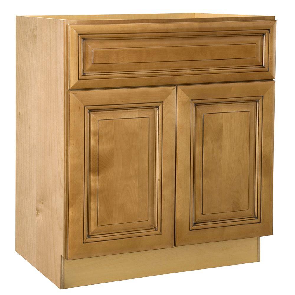 lewiston assembled 30x345x24 in base cabinet with double doors in toffee glaze - Birch Kitchen Cabinets lewiston assembled 30x345x24 in base cabinet with double doors in toffee glaze - Birch Kitchen Cabinets