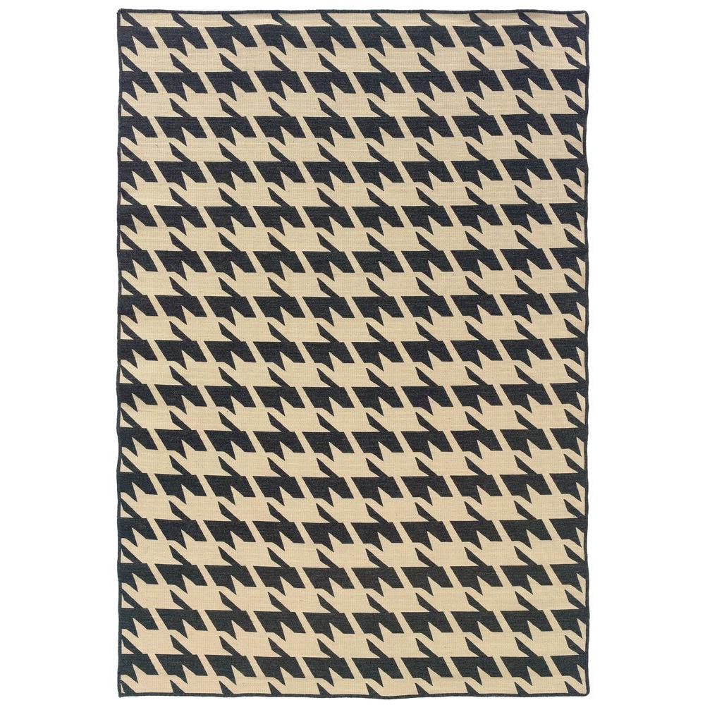 Linon Home Decor Salonika Houndstooth Grey 5 ft. x 8 ft. Area RugRUG