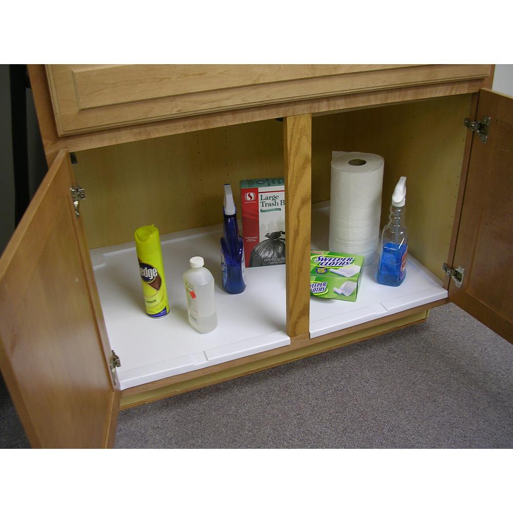 Rev A Shelf 0 72 In H X 34 5 W 23 25 D Medium Almond Sink Trimmable Under Sink Liner Tray For Base Cabinets Up To