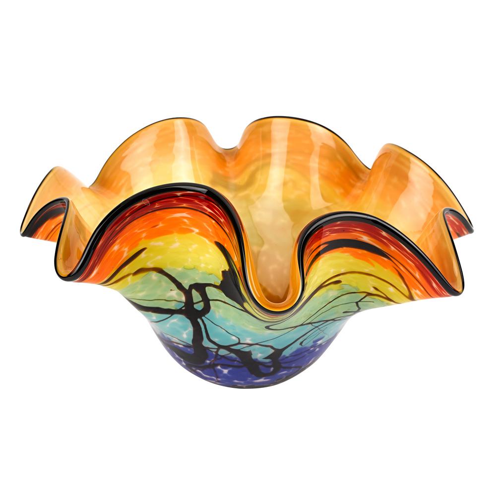 Badash Crystal Allura Murano Style Art Glass 8 5 In Floppy Centerpiece Bowl J587 The Home Depot