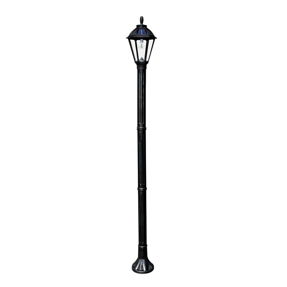 Gama Sonic Polaris Solar Medium 1 Light Black Resin Led Outdoor Post And Lamp With Warm White Gs Bulb