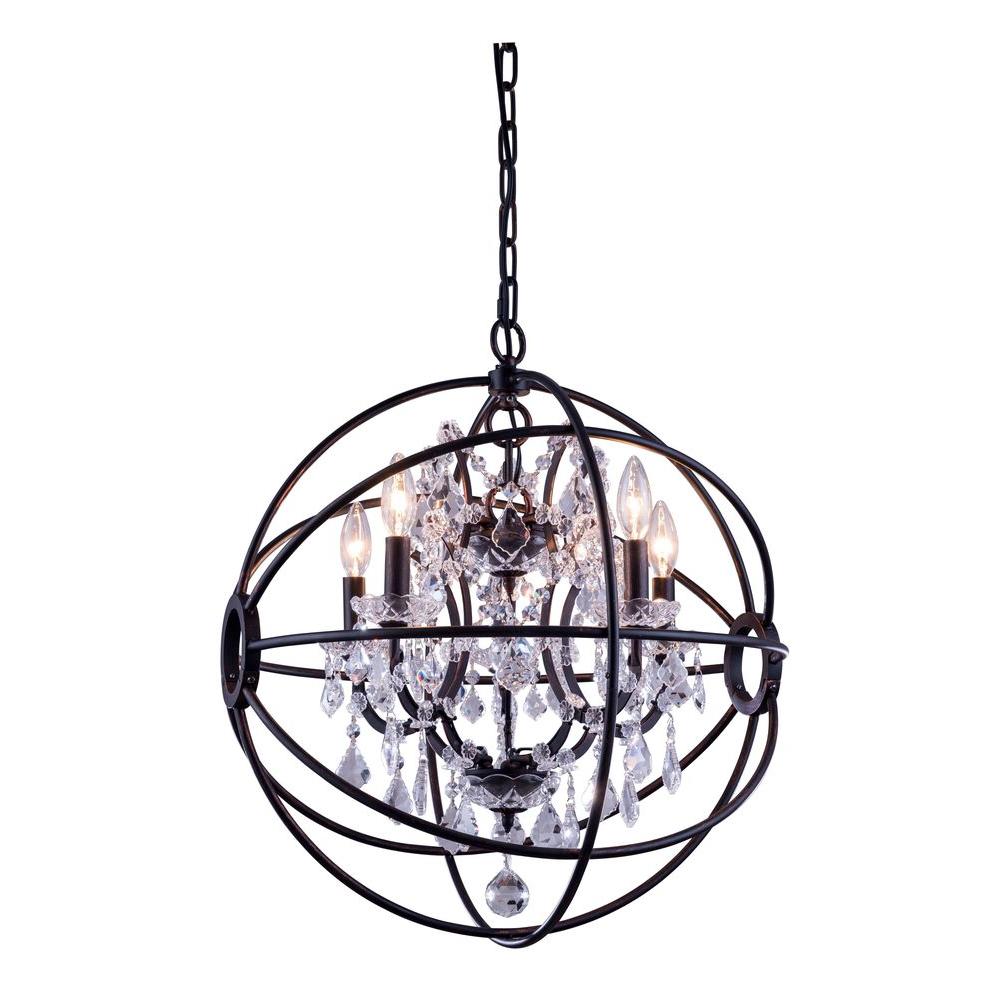 Elegant Lighting Geneva 5-Light Dark Bronze Chandelier with Clear ...