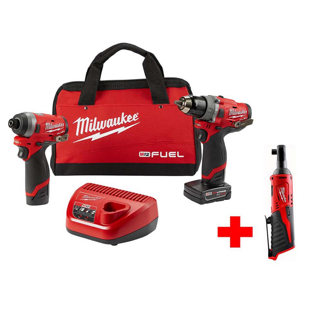 Milwaukee M12 FUEL 12V Cordless Hammer Drill Impact Driver Power Tool