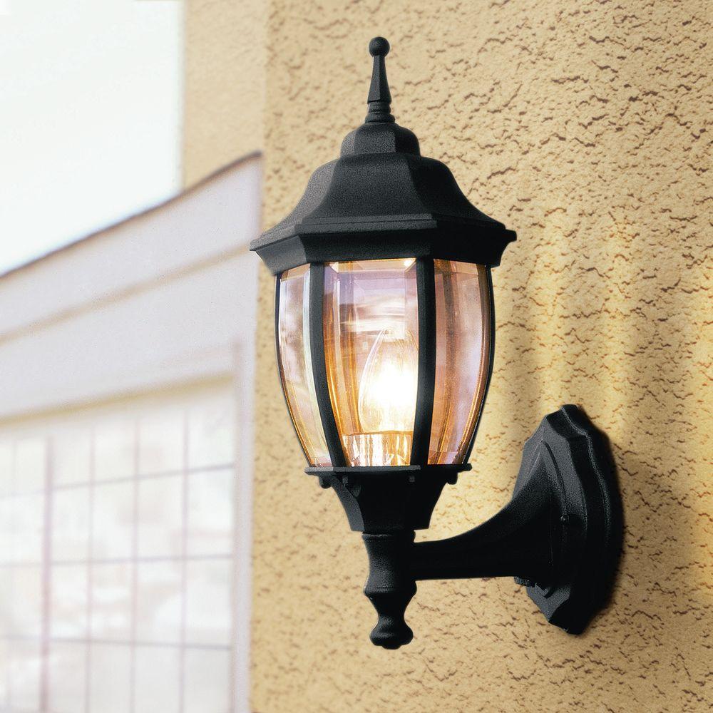 Details About Black Outdoor Lantern Light Automatic Dusk To Dawn Wall Sconce
