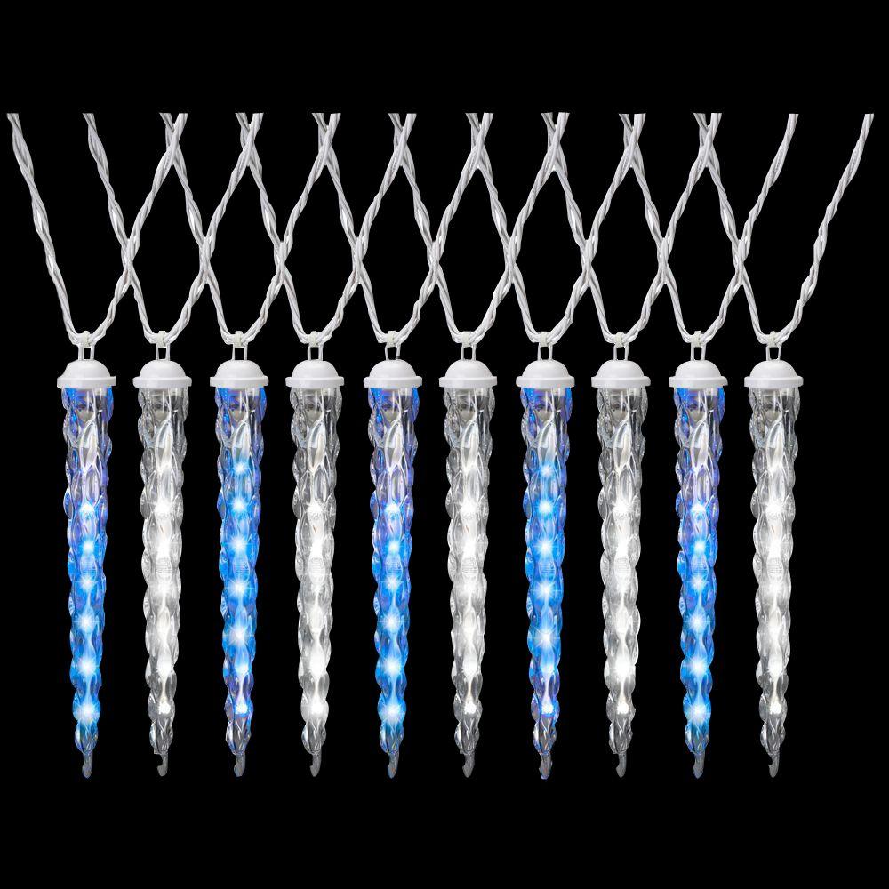 Ling Led Outdoor Lights Decorations 10 Light Shooting Star Effect Icy Blue And White Icicle Set