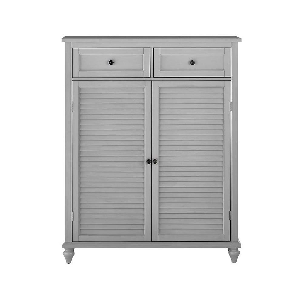 Hamilton Distressed Grey Shoe Storage Cabinet For 24 Shoes 9200610270 The Home Depot