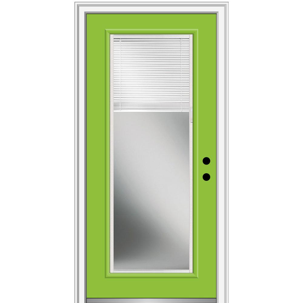 Green Blinds Between The Glass Fiberglass Doors Front Doors