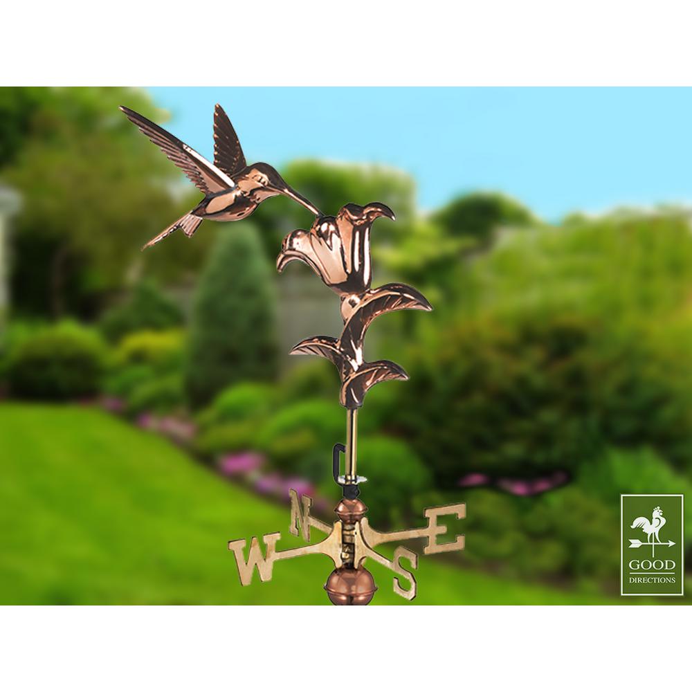 Hummingbird Cottage Weathervane Pure Copper Roof Mount Backyard Garden Décor