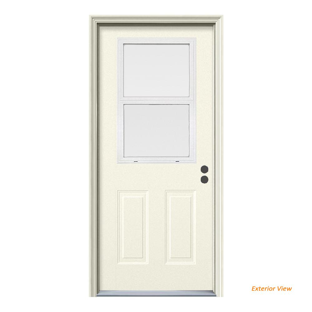 JELDWEN 32 in. x 80 in. Venting 1/2 Lite Primed Steel Prehung Left