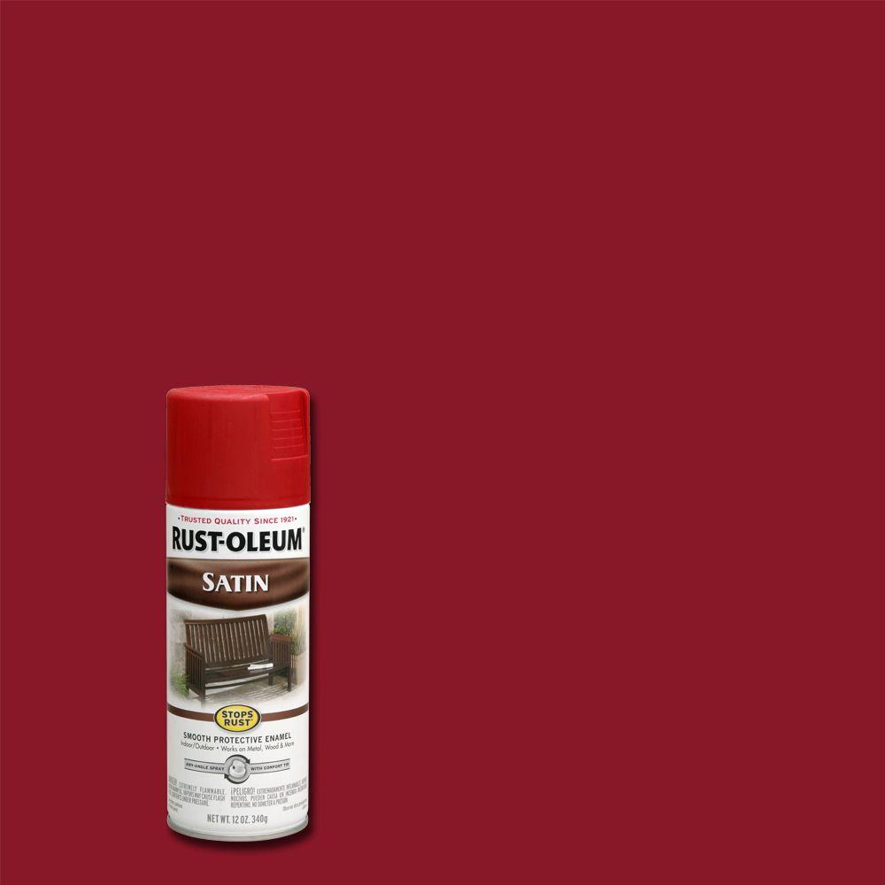 Rust Oleum Stops Rust 12 Oz Protective Enamel Satin Heritage Red Spray 