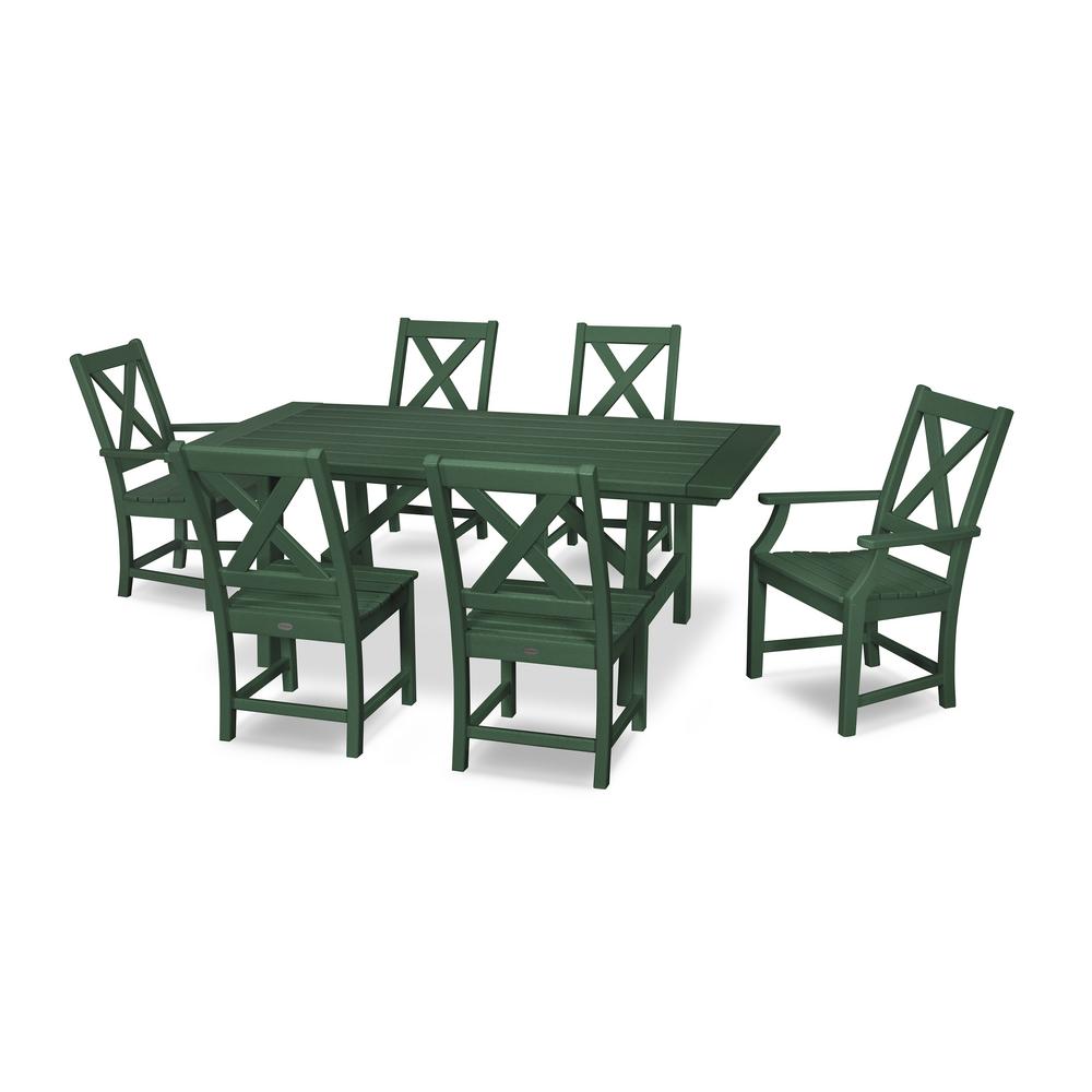 POLYWOOD Braxton 7Piece Rustic Farmhouse Green Plastic Outdoor Patio