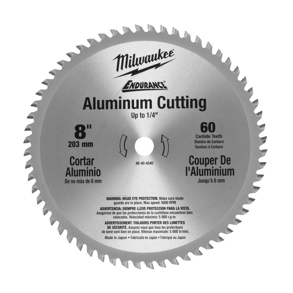 Milwaukee 8 in. x 60 Tooth Aluminum Metal Cut Circular Saw Blade-48-40