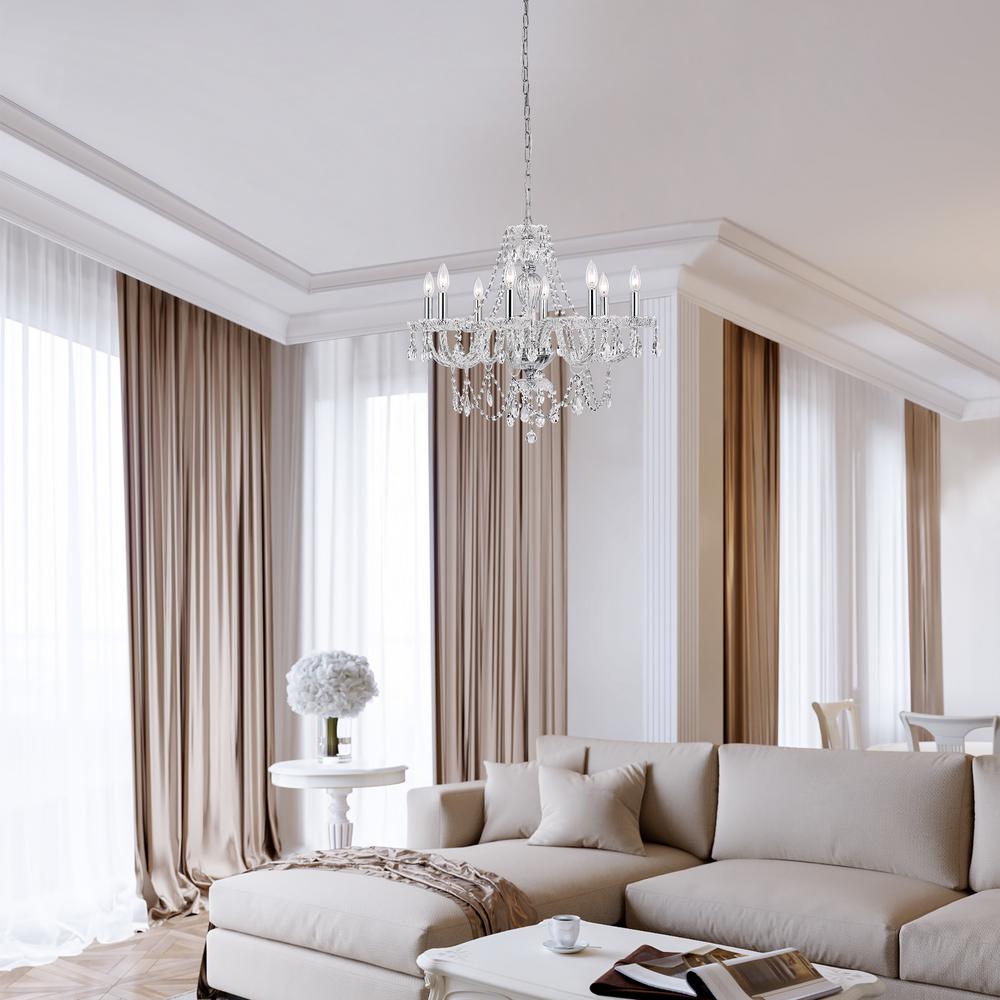 Decor Living 8 Light Crystal And Chrome Chandelier