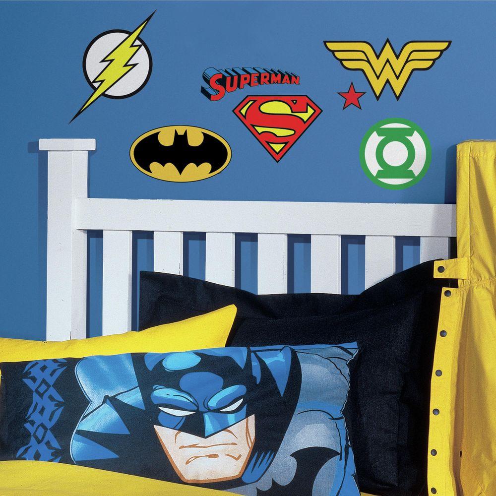Roommates 5 In W X 11 H Dc Superhero Logos 16 Piece L And Stick Wall Decal Rmk2749scs The Home Depot - Large Dc Comics Wall Decal Roommates 5 In W X 11 H Dc Superhero Logos 16 Piece L And Stick Wall Decal Rmk2749scs The Home Depot - Large Dc Comics Wall Decal