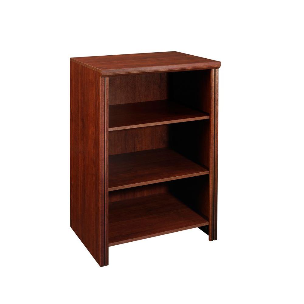 Dark Brown Wood Shelving Storage Organization The Home Depot Dark Cherry Laminate Deluxe 4 Shelf Organizer