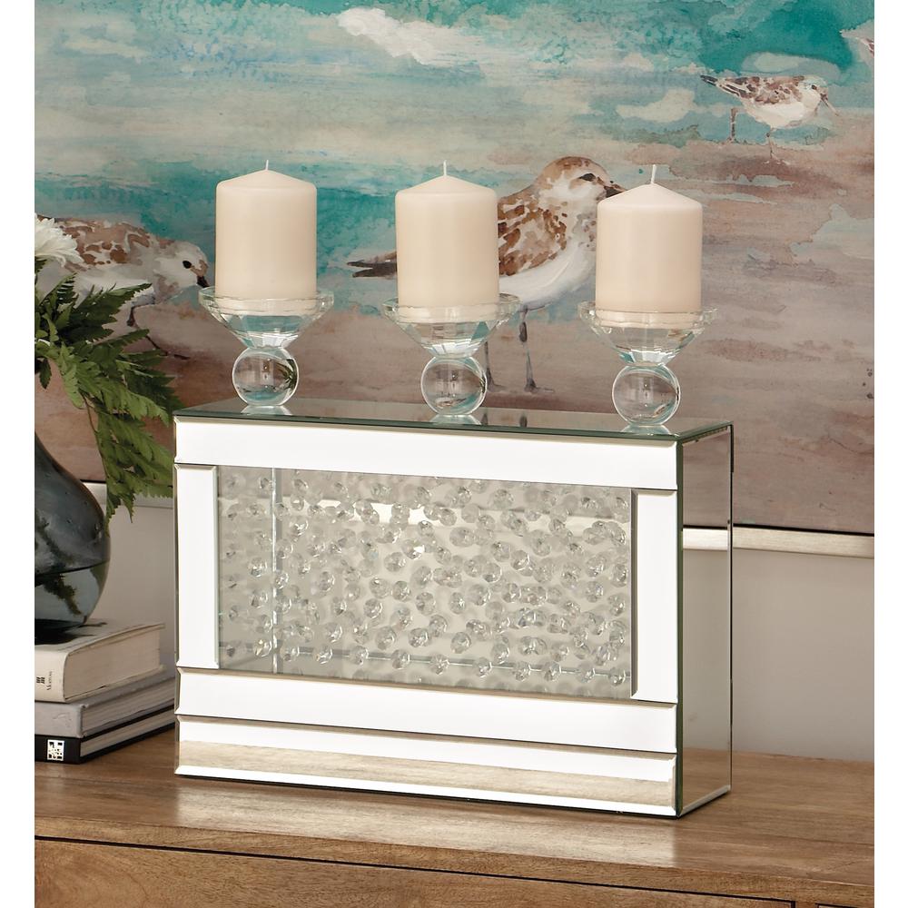 15 In Clear Glasirror 3 Bobeche Rectangular Candle Holder